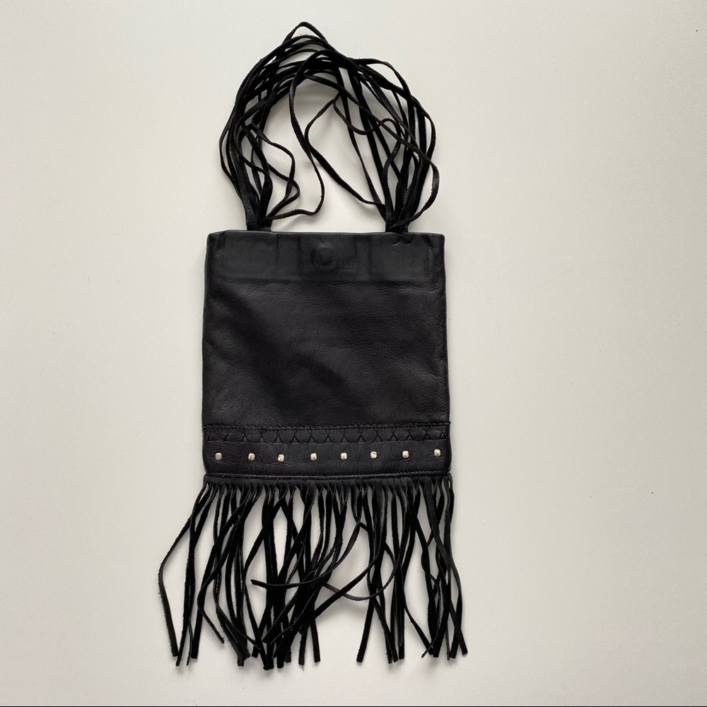 KENNETH COLE Studded Black Leather Mini Bag.